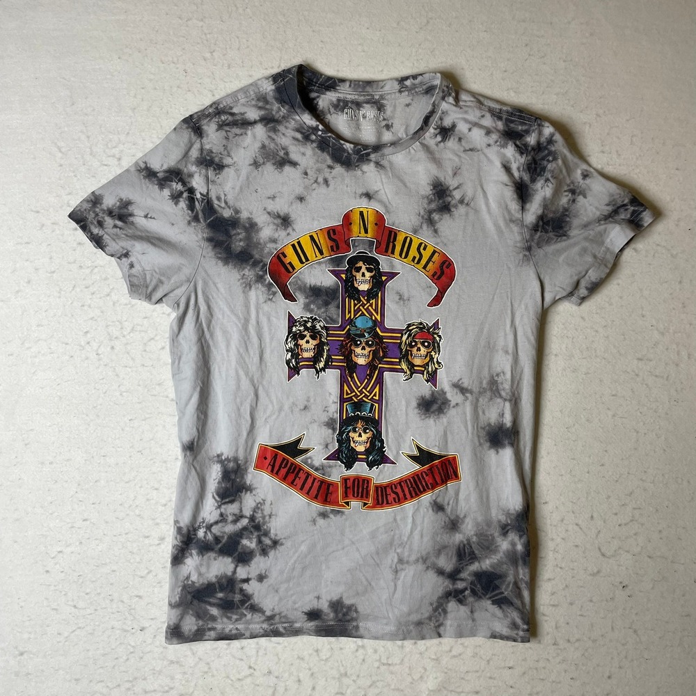 Guns N Roses Appetite For Destruction Tie Dye T Shirt Mens M‎ Medium Gray Black